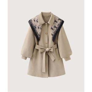 トレンチコート コート Puff Lantern Sleeve Waisted Trench Coat With Moveable Shawl/取り外し可能ショール付きパフランタンスリーブウエストシェイプト…