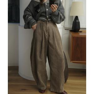 ワイドパンツ パンツ コーデュロイ side tuck chemical wash corduroy curve PT レディース