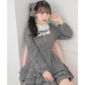 ワンピース ティアードフリルカット長袖ワンピース