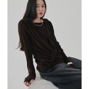 tシャツ ドレープカシュクールベロアプルオーバー レディース