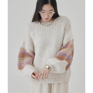 ニット セーター MIXヤーンマルチボーダーニット レディース