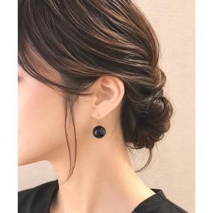 ピアス HaRu*/天然石 大粒オニキス 14mm フックピアス / 14KGF・シルバー レディース