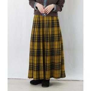 ロング スカート LC/LLL 起毛チェックプリーツスカート