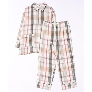 パジャマ ルームウェア キッドブルー -２６トリプルガーゼチェック -長袖パジャマ -KUEK527 -kidblue レディース メンズ