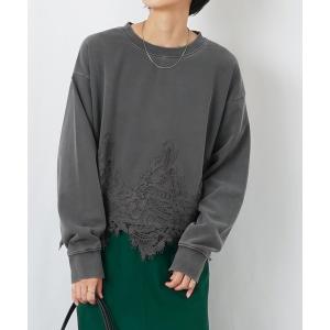 tシャツ LC/LLL 裏毛レースドッキングピグメントプルオーバー レディース