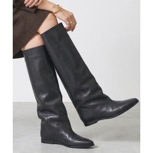 パンプス 「REMME/レメ」レザーフラットロングブーツ