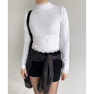 tシャツ 「追加」レーストリムハイネックトップ レディース