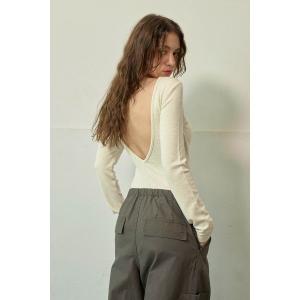 tシャツ Back V Neck Long Sleeve Bodysuit /ロングスリーブボディスーツ レディース