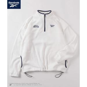 トレーナー スウェット 「77」「Reebok/リーボック」フリース ハーフジップ プルオーバー/ハーフジップフリース/スタンドカラー/裾ドローコード/配色ファ…