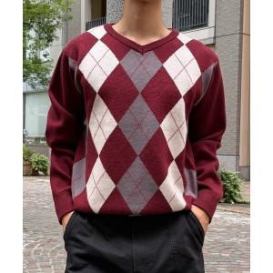 セーター ニット Argyle V-neck Knit／アーガイル Vネック ニット メンズ レディース