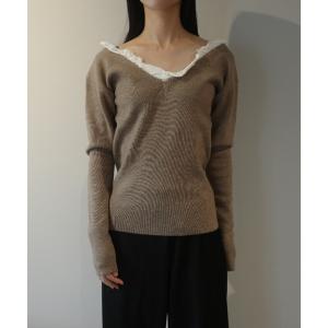 ニット セーター CLANE 2WAY FRILL V NECK KNIT TOPS レディース