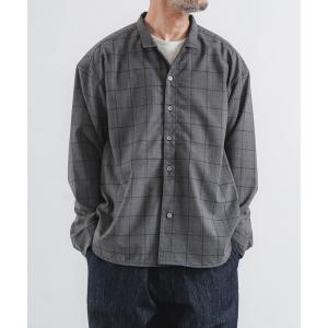 シャツ ウール混グレンチェックシャツジャケット メンズ