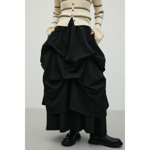 ロング スカート ランダムタックフレアスカート
