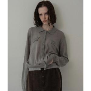 ニット セーター soft touch polo cardigan knit tops / ソフトタッチポロカーディガンニットトップス レディース
