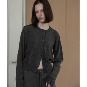 カーディガン check layer knit cardigan / チェックレイヤーニットカーディガン レディース