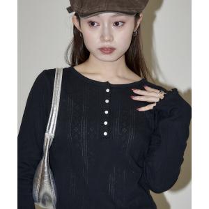 ヘンリーネック tシャツ JEMORGAN/ジェーイーモーガン 針抜き フライス ヘンリーネック ロンT　限定展開 レディース