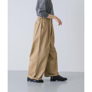 ワイドパンツ パンツ 「2サイズ展開」コットンワイドチノパンツ レディース