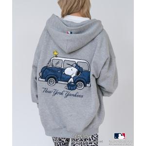 パーカー 裏起毛 「PEANUTS/ピーナッツ」「ユニセックスデザインでリンクコーデにも」MLB×PEANUTS 裏起毛ジップパーカー 保温 キャラクター ドジャース …