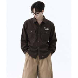 シャツ 「Genuine Dickies/ジェニュインディッキーズ」ルーズシルエット ワンポイント ロゴ 刺繍 コーデュロイ 長袖 ワークシャツ メンズ ユニセックス