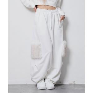 ワイドパンツ カーゴパンツ 「BLACKQUEEN」ファーポケットスウェットパンツ レディース