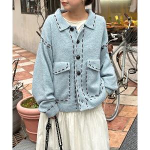 カーディガン モヘアタッチステッチニットシャツ メンズ レディース