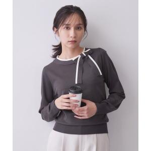 ニット セーター バイカラーサイドリボンニット「洗濯機OK／坑ピル」 レディース