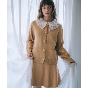 ワンピース 「kariさんコラボ」レース衿カーデ×ミニスカートSET