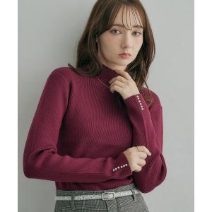 タートルネック ニット セーター 「大人フェミニンのBASIC」パール調リブニット「吸湿発熱・静電気防止・抗菌防臭・洗濯機可」 レディース