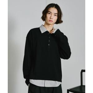 ポロシャツ FAKE LAYERED KNIT POLO SHIRTS / フェイク襟レイヤードニットポロ メンズ