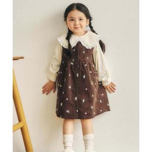 ジャンパースカート フラワー刺繍ジャンスカ キッズ 子供服 女の子