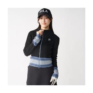 タートルネック ニット セーター 「FILA GOLF/フィラゴルフ」レディースショート丈フルジップリブセーター　ゴルフ レディース