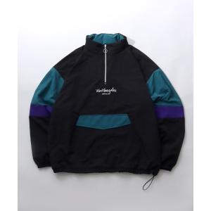 ナイロンジャケット MARK GONZALES ARTWORK COLLECTION/マークゴンザレス 別注 2WAY オーバーサイズ ワンポイント刺繍 ドローコード アノラック ハーフジ…