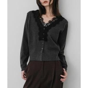 カーディガン 「洗濯可」レースドッキングニットカーディガン レディース