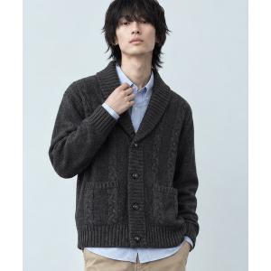 カーディガン ショールカラー 編み柄ニットカーディガン メンズ レディース