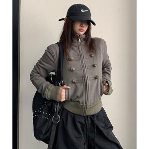 ブルゾン アウター ナポレオンデザインショート丈ジップアップジャケット レディース