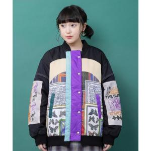 ブルゾン アウター ScoLar(スカラー) 異素材MIX 中綿入りプレミアムジャケット レディース