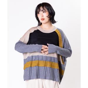ニット セーター マルチカラーアシメニットプルオーバー レディース