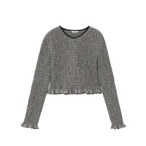 tシャツ 「CLANE/クラネ」SHIRRING BUTTON TOPS/シャーリングボタントップス レディース