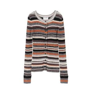 カーディガン 「CLANE/クラネ」MULTI BORDER BUTTON DETAIL KNIT CARDIGAN/マルチボーダーデティールニット レディース