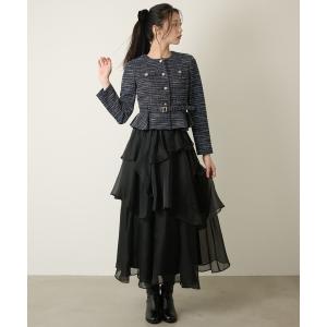 ロング スカート ラッフルフリルティアードスカート