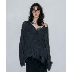ニット セーター MOHAIR HENLY KNIT TOP/モヘアヘンリーネックニット レディース