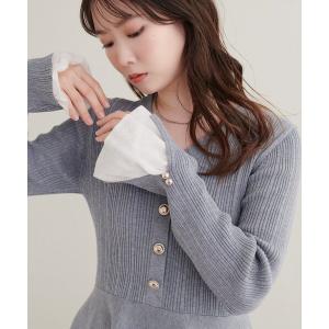 ニット セーター ランダムリブ×シアーペプラムニット レディース
