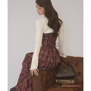 ワンピース knit docking lace up dress / ニットドッキングレースアップワンピース