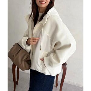 ブルゾン アウター ボンディング×中綿フードコート レディース