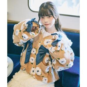 ブルゾン アウター 「クティールとレトロ」「セットアップ着用可能」2wayベロアリボンアソートボアブルゾン レディース