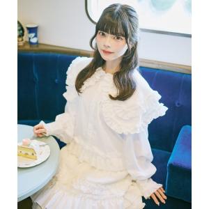 ブラウス シャツ 「クティールとレトロ」「セットアップ着用可能」ホイップフリルブラウス レディース