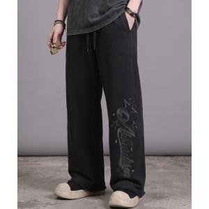 ワイドパンツ スウェットパンツ ジャージ A'GEM/9 × .kom 「A'gem/エージェム」STAR LOGO WIDE SWEAT PANTS/スターロゴワイドスウェットパンツ