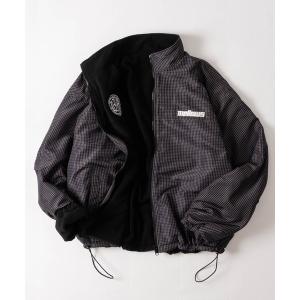 ブルゾン アウター 「a」別注 ナイロン×ボアフリース ミニチェック リバーシブルジャケット/ブルゾン/ワンポイント/ドローコード/ユニセックス/メンズ/レ…