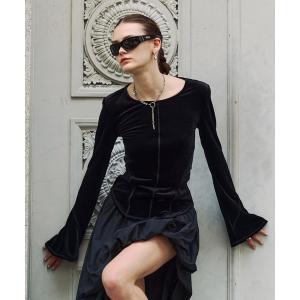 tシャツ POWER SHOULDER VELOUR TOP/パワーショルダーベロアトップス レディース