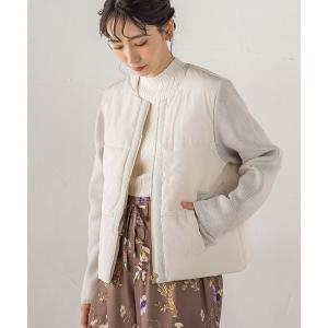 ジャケット ノーカラージャケット 中綿×ニットノーカラージャケット レディース